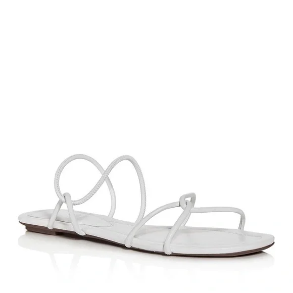 ๐ SCHUTZ aimi strappy flat sandal in white leather NEW size 9 - Picture 1 of 2